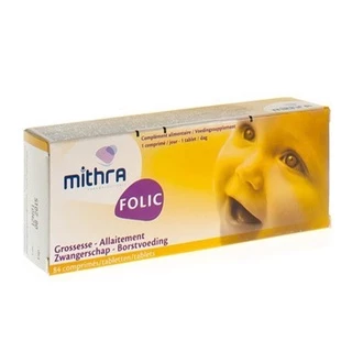 Viên Uống Bổ Sung Axit Folic Cho Mẹ Bầu, trẻ em - Mithra Folic nhập khẩu Bỉ ( Hộp 84 viên)