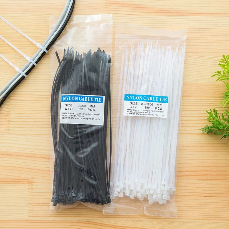 Dây Rút Nhựa Màu Trắng, Dây Thít Nhựa Chắc Chắn, Bên Cứng (100 Sợi)