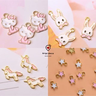 Charm kim loại TÍ HON kitty thỏ unicorn sao K11 /Nguyên liệu làm phụ kiện handmade