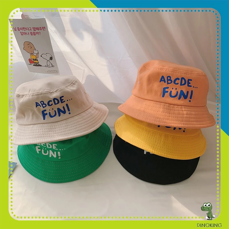 Mũ vành cho bé trai bé gái DINOKING Nón Bucket trẻ em rộng vành phong cách Hàn Quốc mùa hè dày dặn 2 - 6 tuổi MU05