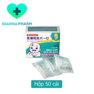 Gạc rơ lưỡi Tanaphar Hộp 50 cái - Gạc y tế tiệt trùng xỏ ngón, vệ sinh lưỡi, răng miệng cho bé, an toàn cho trẻ sơ sinh