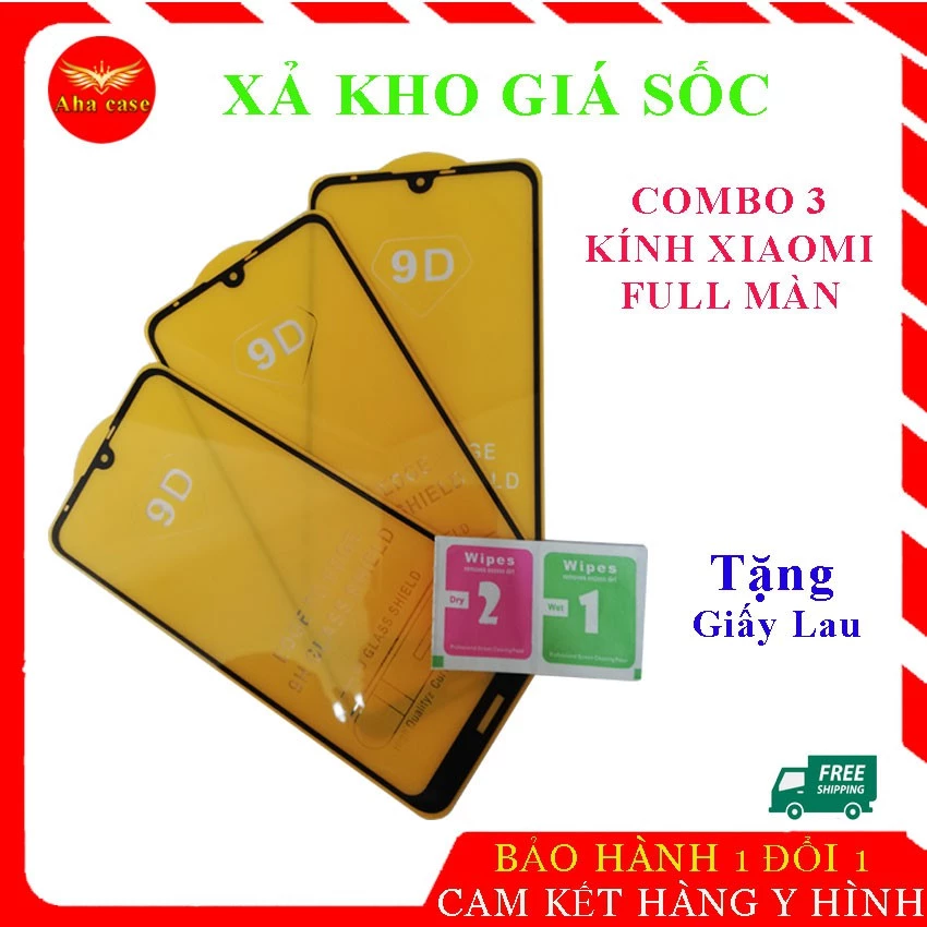 [Combo] Kính Cường Lực Xiaomi Full Màn Cho Note4X, Mi 10T/10T Pro, Redmi 7/9/9A/9C, Mi 9, Note 9S ,Redmi K20/K20 Pro