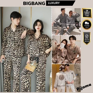 Bộ Pijama Lụa Nam Nữ Bigbang Cao Cấp Chất Lụa Mềm Mại - Đồ Ngủ Đôi Quà Tặng Người Yêu Quà Cưới ý Nghĩa