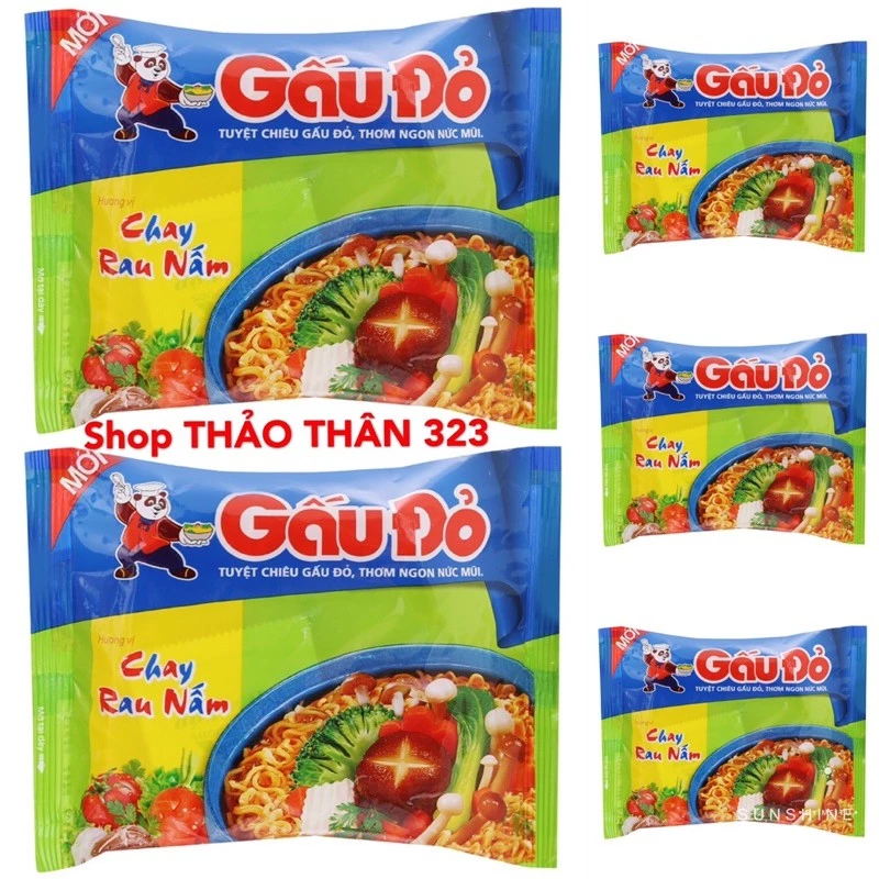 Combo Gói Mì Chay Rau Nấm Gấu Đỏ 62g 🍄