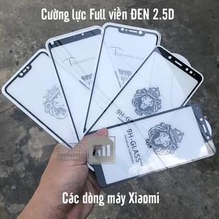 Kính cường lực Full viền đen máy Xiaomi, Mi 8/8Se/8Lite, RedmiNote6/Note5/Redmi6/6A/6pro/RedmiNote8/RedmiNote8Pro/Redmi8