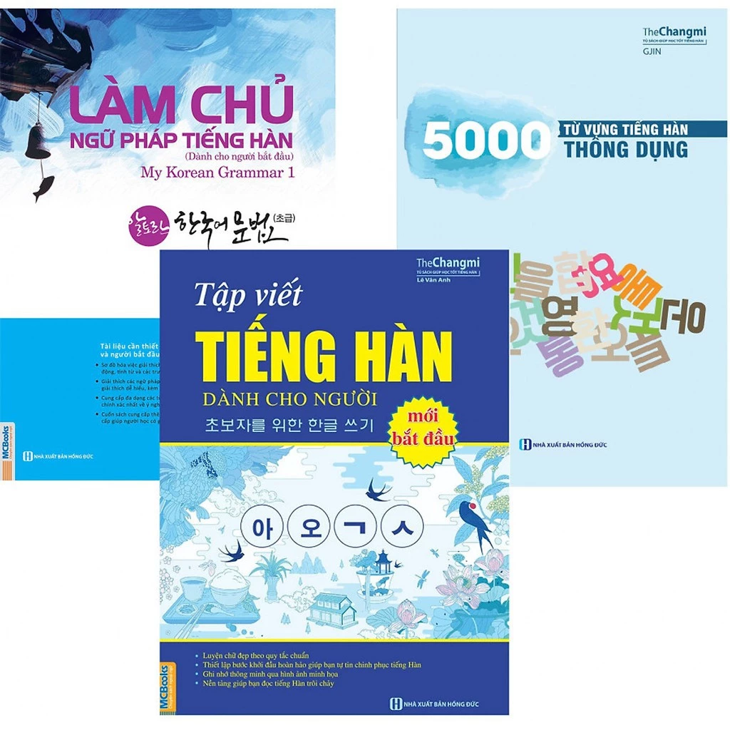 Sách - Combo Làm Chủ Ngữ Pháp Tiếng Hàn Cho Người Mới Bắt Đầu + 5000 Từ Vựng Tiếng Hàn + Tập viết tiếng Hàn