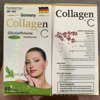 Viên uống COLLAGEN +C hỗ trợ làm đẹp da, sáng da, trắng sáng da - Hộp 60 viên tiêu dùng 30 ngày