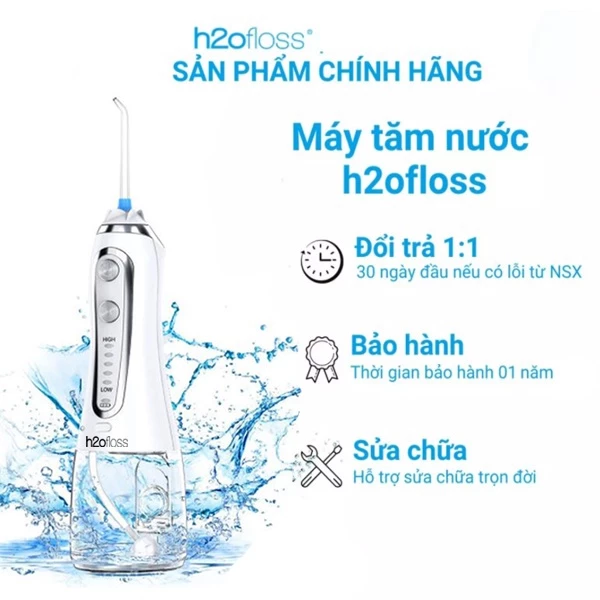 Máy tăm nước h2ofloss HF-6P Nhập khẩu chính hãng, Tem bảo hành trên thân máy. Máy vệ sinh răng miệng cầm tay du lịch