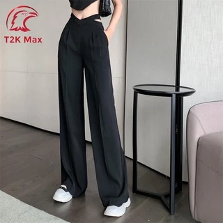 Quần tây ống rộng nữ lưng cao cạp dây eo - quần ống suông Culottes cạp cao tôn dáng - T2K Max