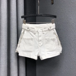 Jiashucheng Quần Short Denim Chữ a Cạp Cao Phong Cách Mới Mùa Hè Dễ Phối Đồ