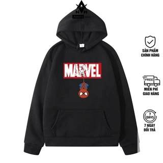 Áo Hoodie Đen Trắng Nam Nữ MARVEL SPIDER cool , Vải Nỉ Ngoại Dầy Dặn