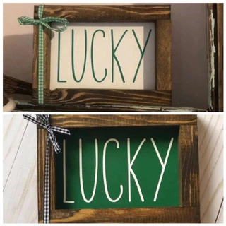 Tranh gỗ handmade - Decor vintage - Lucky may mắn