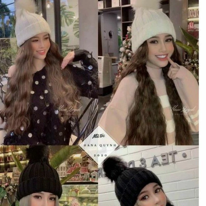 tóc giả mũ (xu)noel🐻-freeship-tặng lưới chùm tóc