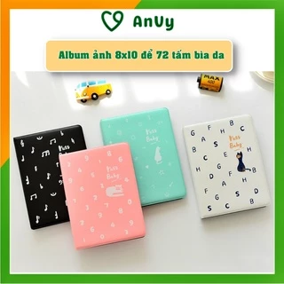 Album đựng ảnh 8x10 để 72 ảnh bìa da Puss baby hình mèo siêu cute để được ảnh 6x9 ép plastic Kho album ảnh Anvy