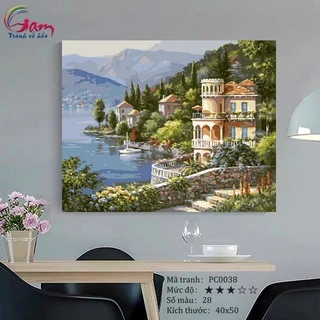 Tranh số hoá Gam phong cảnh bờ vịnh căng khung 40x50cm PC0038