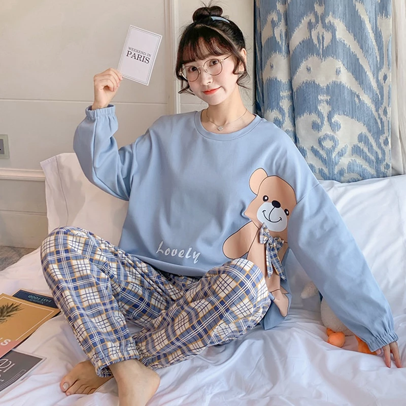 Đồ bộ nữ dễ thương, pijama, bộ ngủ cotton mặc nhà cao cấp dài tay thu đông xuân chất vải mềm mịn QA12