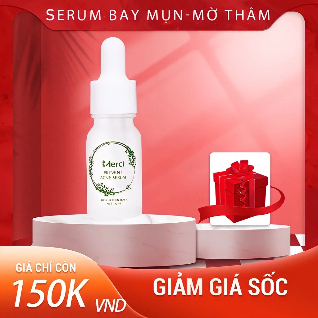 Serum giảm mụn mờ thâm se khít lỗ chân lông MERCI 10ml