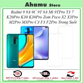 Cường lực redmi 9 9A 9C 9T 8A Mi 9TPro Y3 7 K20Pro K30 K30Pro Zom Poco X2 X3Pro M2Pro M3Pro C3 F3 F2Pro Trong Suốt [THT]