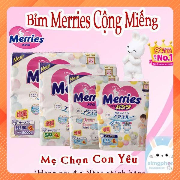 COMBO 02 BỊCH MERRIES NỘI ĐỊA NHẬT ĐỦ SIZE DÁN/QUẦN NB96/ S88/ M68/ L58