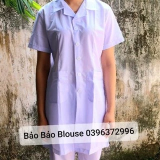 Áo blouse (blu) bác sĩ nam/nữ cộc tay 3 loại vải: thô, lon nhật, kaki