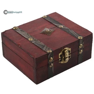 Wooden Vintage Lock Treasure Chest Jewelery Storage Box Case Organiser Ring Gift