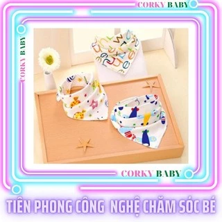 Khăn yếm tam giác Cotton 2 lớp cúc bấm cao cấp cho bé từ 0 đến 4 tuổi (loại 2 nấc cúc bấm)