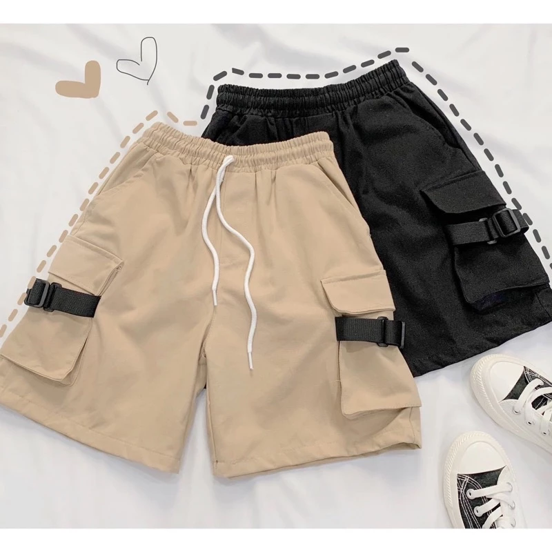 Quần Short Kaki Unisex MOLLY màu ĐEN/BE 🖤 Nam nữ unisex 🖤 Quần kaki ngố lưng chun Jaystoree