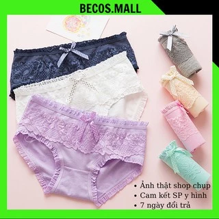 Quần lót nữ cotton viền ren quần xì nữ dễ thương BECOS MALL QL12