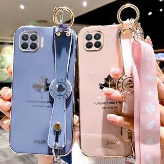 Ốp lưng OPPO A73 2020 F17 A93 2020 RENO 4F F17 Pro Pop Maple Leaf Wristband Lanyard TPU Case