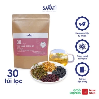 Trà gạo lức đậu đen đậu đỏ hoa nhài SAVATI- 30 Ngày Thon Dáng Trắng Da