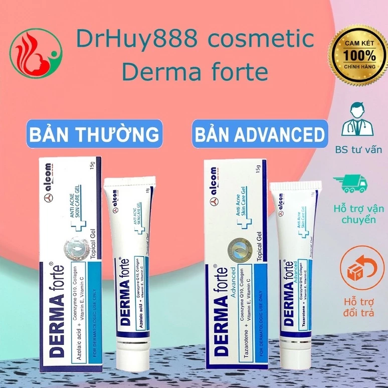 [CHÍNH HÃNG] DermaForte advance và Derma Forte Gel 15g - Ngừa Mụn Thâm,Trứng Cá, Ẩn, Đầu Đen,  Da Dầu