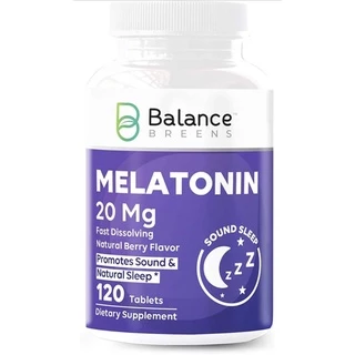 Viên ngậm uống giúp ngủ ngon Balance Breens Natural Sleep-Aid Extra-Strength Melatonin 20mg 120viên USA