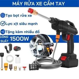 Máy rửa xe tăng áp máy rửa xe dùng pin mini bảo hành 12 tháng