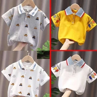 Áo polo Tay Ngắn Bằng Cotton In Họa Tiết Cho Bé Trai