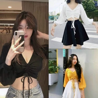 Áo croptop ❄ FREESHIP ❄ Áo thun tay dài rút dây ngực thời trang XIXO - ATN0038