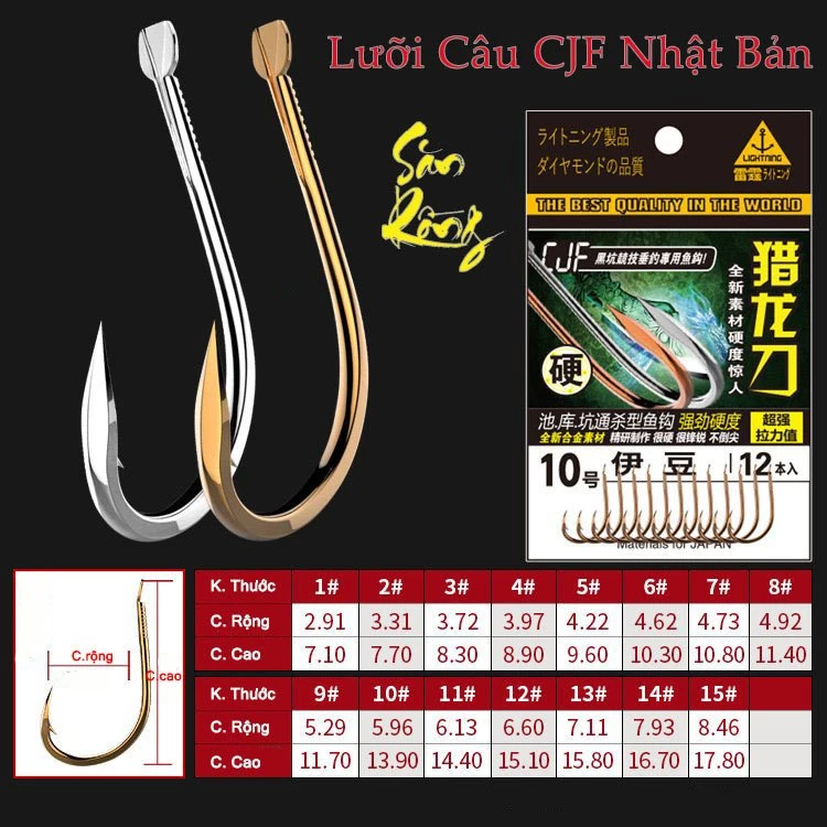 Lưỡi Câu Cá CJF Săn Rồng Có Ngạch Lưỡi Câu Đài Săn Hàng Siêu Bén Chất Liệu Cao Cấp