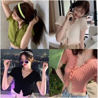 SUXI Áo cardigan dệt kim phong cách Hàn Quốc