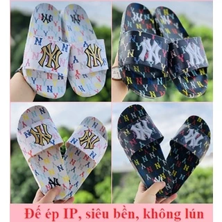 Dép unisex 𝐌𝐋𝐁 𝗡𝗬 ❤️FREESHIP + Hộp❤️ dép mlb bóng chày quai ngang thể thao nam nữ Thêu nổi -Đế In NY