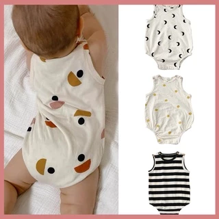 Bộ Áo Liền Quần Sát Nách Vải Cotton Thời Trang Mùa Hè Cho Bé Sơ Sinh