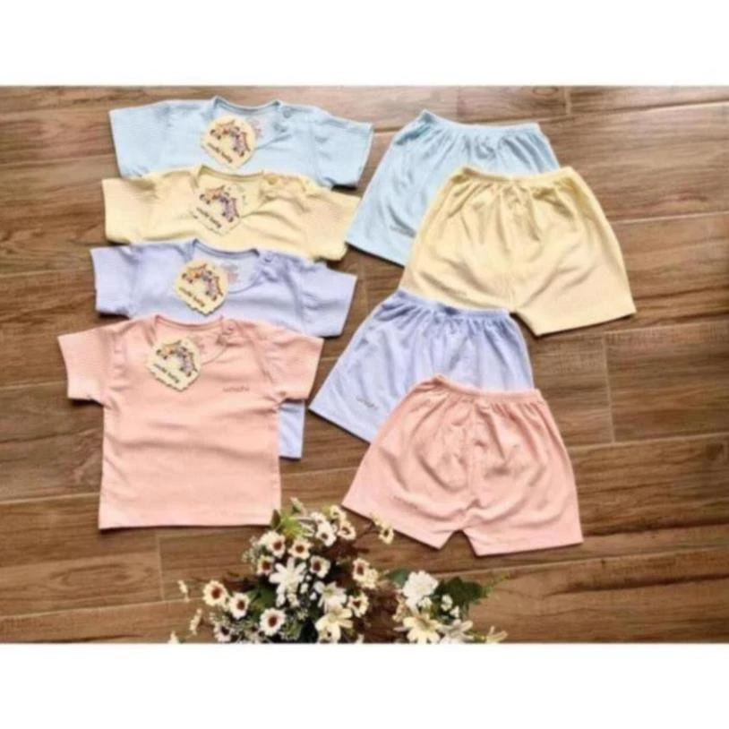 Bộ Cotton Sợi Tre Cộc Tay UNCHI Cài Vai Mẫu Mới Cho Bé Trai Bé Gái