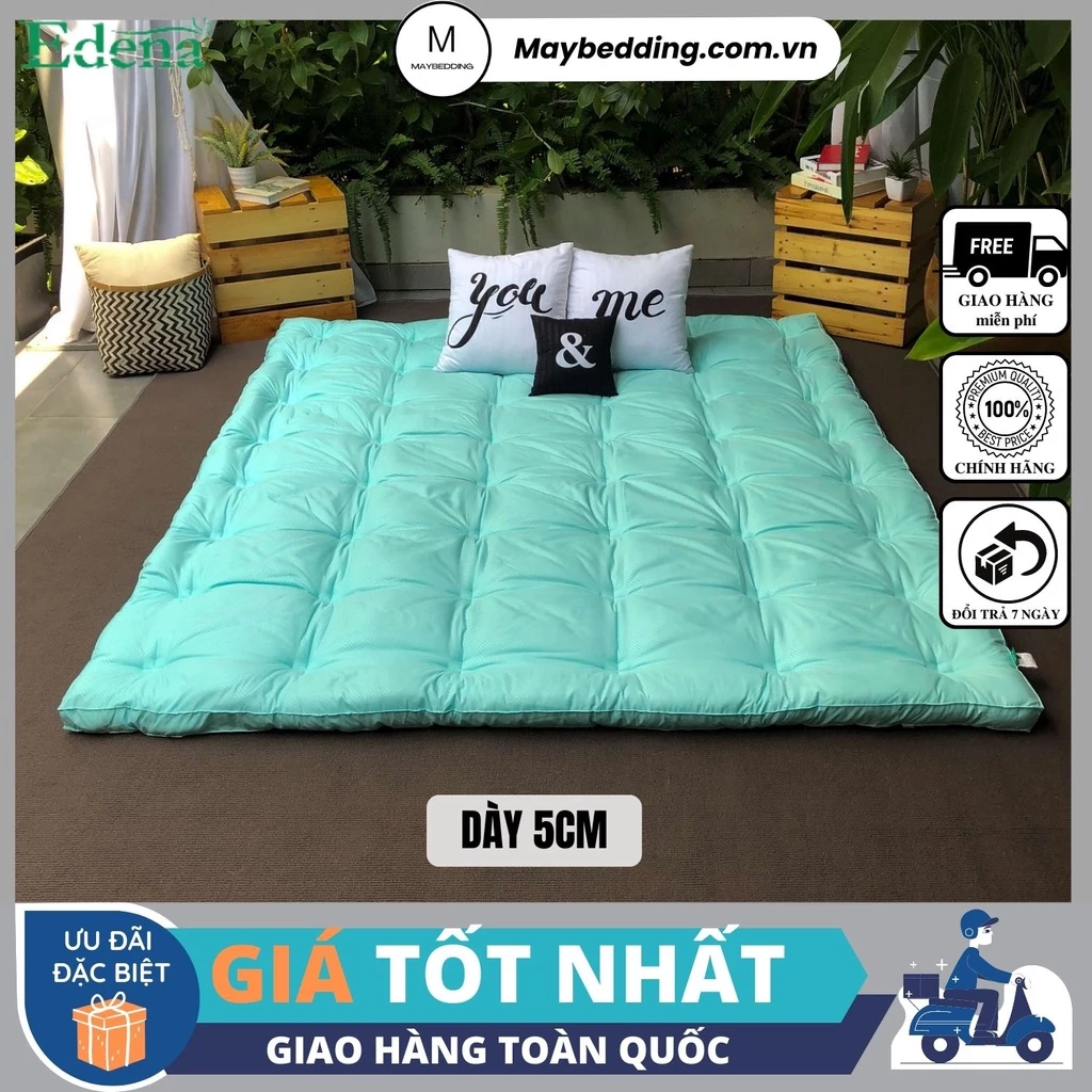 Topper Deluxe EDENA, Tấm Lót, Làm Mềm Nệm (Màu Xanh Ngọc) - Hàng Chính Hãng