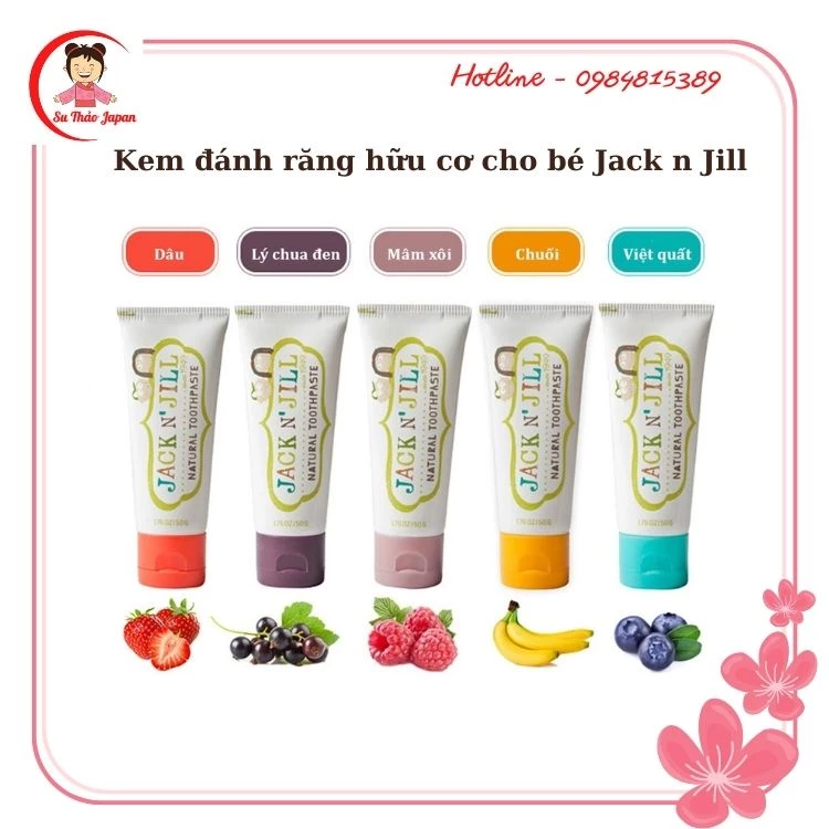 Kem đánh răng hữu cơ cho bé Jack N' Jill Úc Organic chính hãng, cho bé trên 6 tháng, có thể nuốt