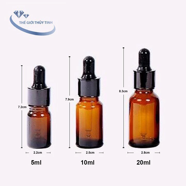 10 Chai Thủy Tinh Đựng Tinh Dầu 20ml - Đầu Bóp Giọt