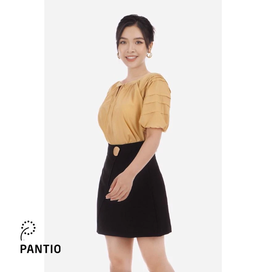 FAS32960 - Áo sơ mi ngắn tay vải cotton cổ cách điệu buộc nơ - PANTIO