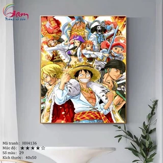 Tranh sơn dầu số hóa tự tô cho người lớn Gam One Piece Vua hải tặc HH4136