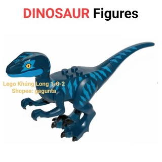 Đồ Chơi Khủng Long Raptor Xanh Dương Size Nhỏ Hãng Lele dài 12cm x cao 8cm