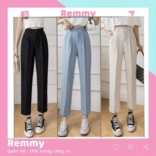 Quần baggy nữ Culottes tây âu công sở dáng dài cạp cao vải màu đen trắng be