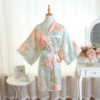 Áo Choàng Ngủ Kimono Hoạ Tiết Hoa Cho Phái Nữ