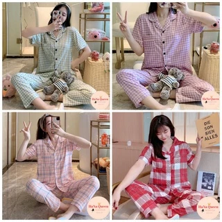 Bộ đồ ngủ Pijama ngắn tay quần dài phong cách Hàn Quốc mẫu mới HOT nhất mùa hè thu (Hàng có sẵn)