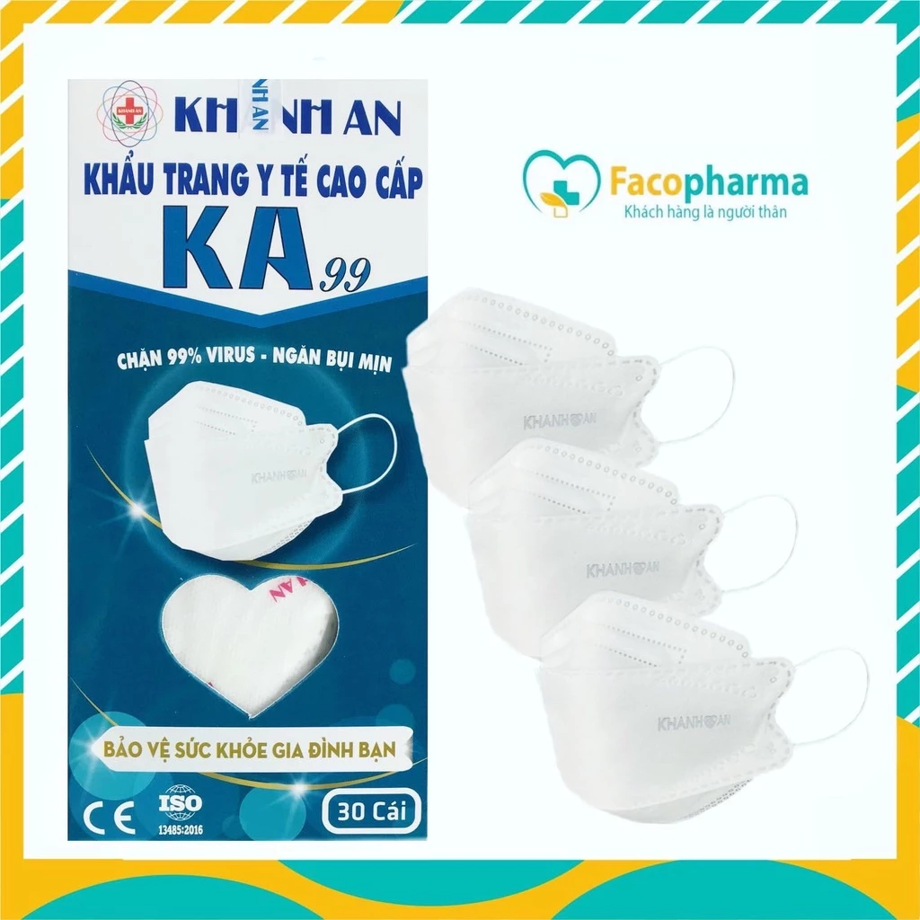 Khẩu trang y tế KF94 Hàn Quốc 4D mask 4 lớp kháng khuẩn Khánh An KA99 hộp 30 cái ngăn vi khuẩn chống bụi hiệu quả KAK99O